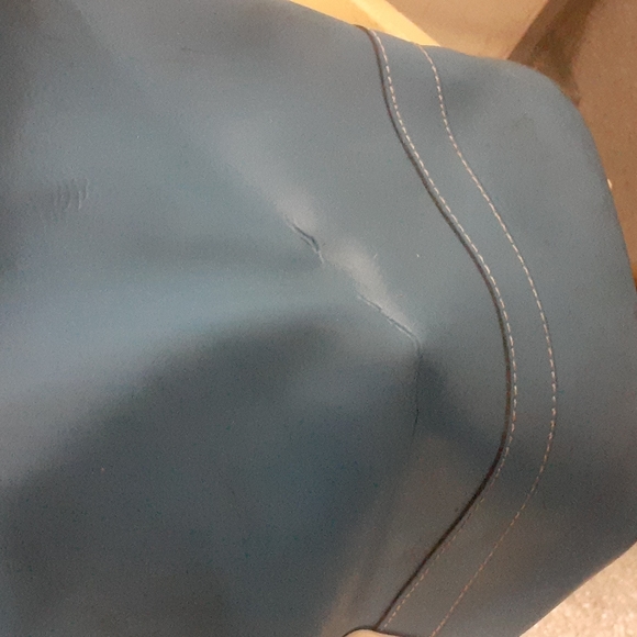 Vintage 70s Retro Vinyl Large Duffle Bag Aqua Blue 18x13x9" PanAm Airline Vibe - Picture 3 of 4